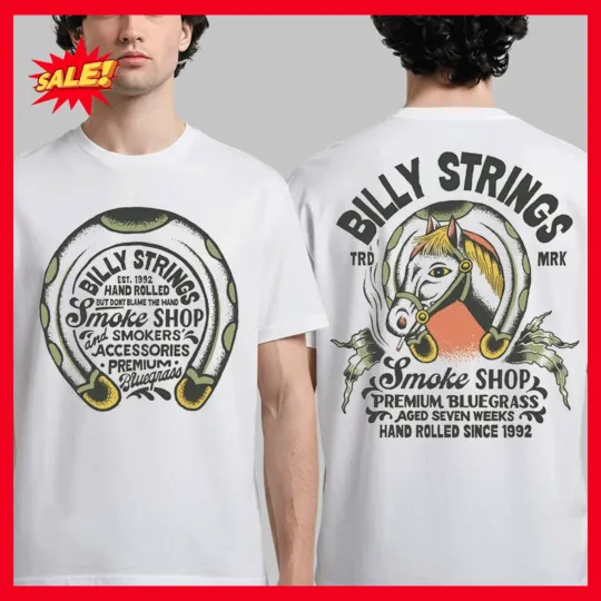 Discover Billyy Strings Winter 2026 Tour Merch Smoke Shop Horse T-Shirt