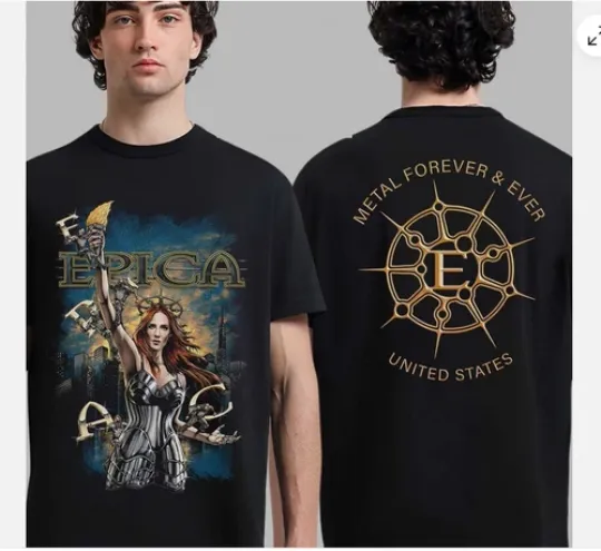 Discover Epica 2026 Exclusive US Tour Merch Fight To Survive T-Shirt