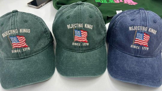 Embroidered Rejecting Kings Since 1776 Washed Cap, Pro Democracy Cap, Anti Authoritarianism , No Kings Cap, Liberal Cap, 4th Of July Gift