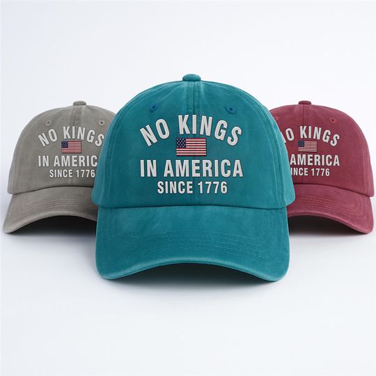 Discover No Kings In America Embroidered Hat, Hat Gift For Anti MAGA, Anti-Trump Hat, Democracy Embroidered Hat, Protest Hat, Patriotic Hat