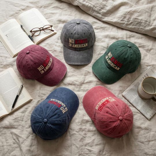No Kings In America Hat, Anti Monarchy Wash Dad Cap, Democracy Protest Gift, Patriotic History Hat, Embroidered Political Cap, US Gift