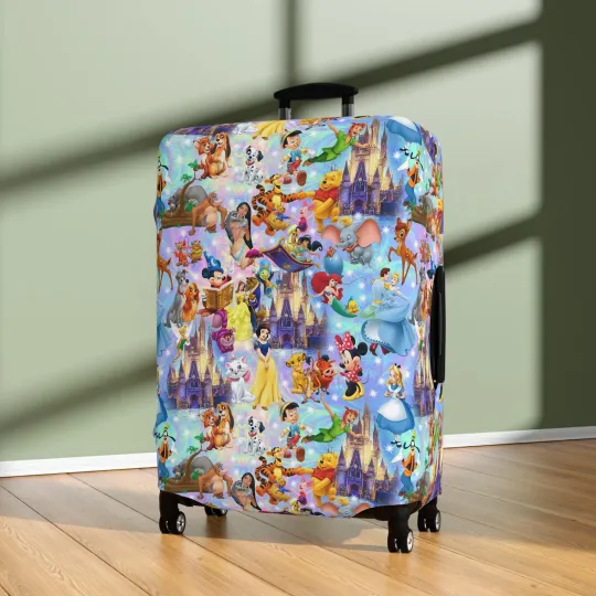 Discover Disney World Luggage Cover ,  Park Icons Travel Protector, Gift For Cartoon Love