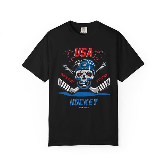 USA Hockey skull Unisex Garment-Dyed T-shirt