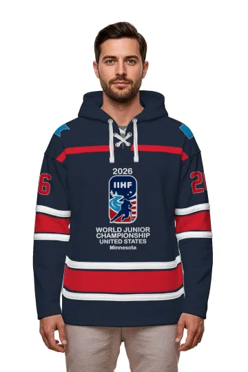 Discover World Juniors 2026 Navy Embroidered Lace Hoodie