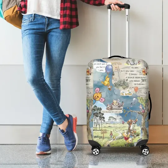 Discover Suitcase Cover Winnie the Pooh Luggage for Travel, Gift For Cartoon Lovers