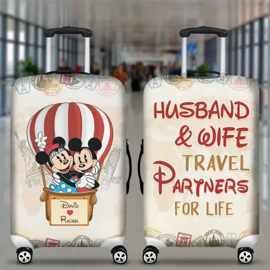 Discover Personalized Mickey Minnie Couple Luggage Cover