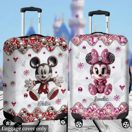 Discover Personalized Mickey Minnie Couple Luggage Cover