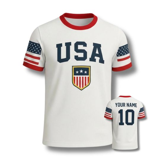 Discover Custom USA Soccer Jersey with Name and Number, American Flag Fan Shirt