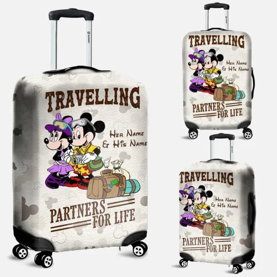 Discover Personalized Mickey Minnie Couple Luggage Cover