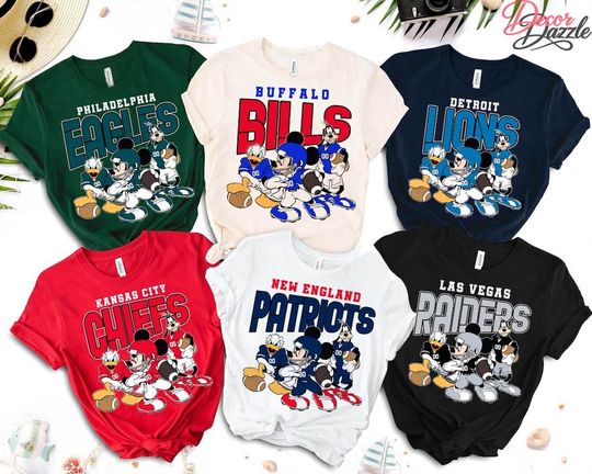 Discover Custom Football Team Inspired Mickey and Friends Shirt, All Teams Available Football Matching Disney Shirts, Custom football Football Team