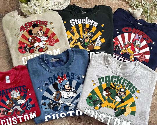 Discover Custom Disney Football Team Mickey and Friends Sweatshirt, Custom Football Team mickey, Disney Sport Team Matching Shirt, Football Fan Gifts