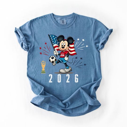 Discover Comfort COlors Mickey Soccer Shirt, Disney Mickey Mouse USA Soccer T-Shirt, Disneyland Family 2026 Matching