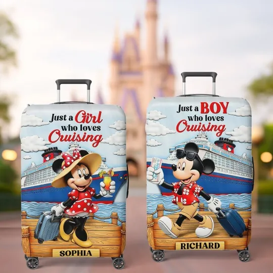 Discover Personalized Mickey Minnie Couple Luggage Cover