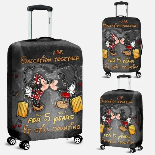 Personalized Mickey Minnie Couple Luggage Cover
