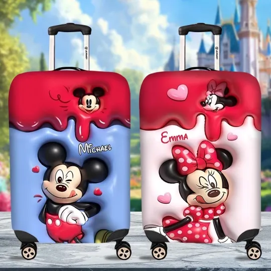 Personalized Mickey Minnie Couple Luggage Cover