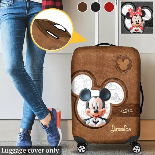 Discover Personalized Mickey Minnie Couple Luggage Suitcase Dust Cover Scratch Protector