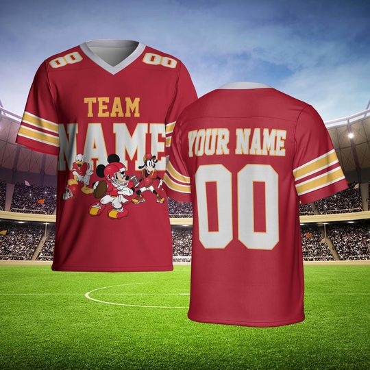 Custom Disney Football Team Mickey and Friends Football Jersey, Disney Sport Team Matching Jersey, Football Fan Gifts