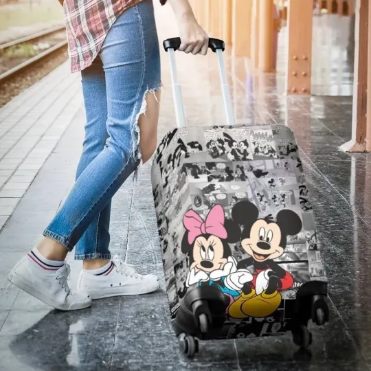 Discover Personalized Mickey Minnie Couple Luggage Suitcase Dust Cover Scratch Protector