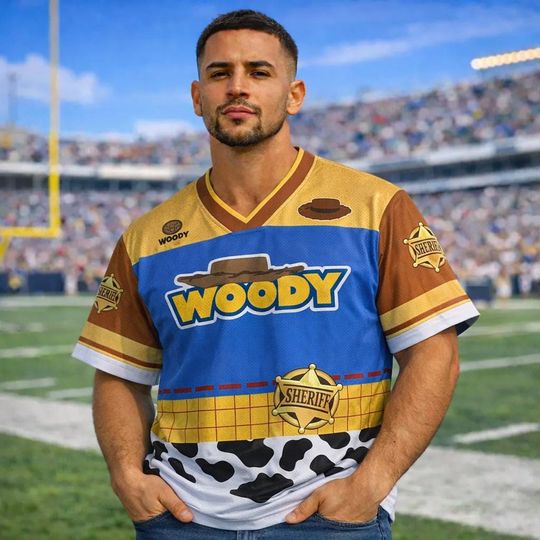 Discover Personalized Woody Jersey Shirt, Toy Cowboy Sports Tee, Cartoon Jersey Gift, WDW Trip Shirt, Cute Team Matching Outfit