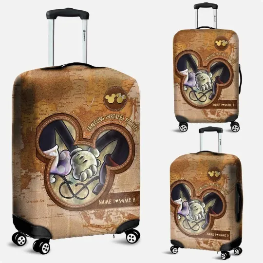 Personalized Mickey Minnie Couple Luggage Cover