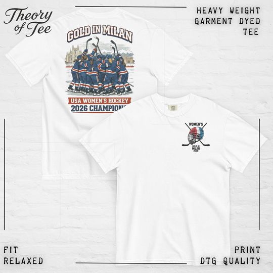 Discover Gold in Milan 2026 Adult Shirt | USA Hockey Women's Gold Winner | Hockey T-Shirt | Comfort Color | Vintage Style Sport Design | Hockey Sport
