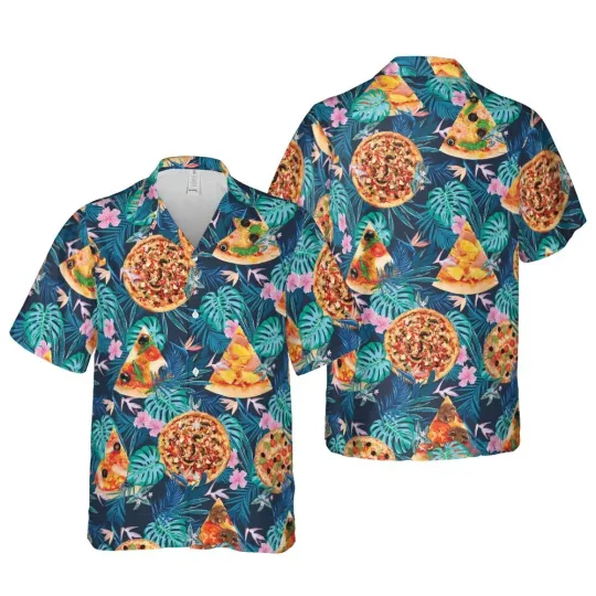 Discover Pizza Fast Food Hawaiian Shirt Casual Button Down Shirt