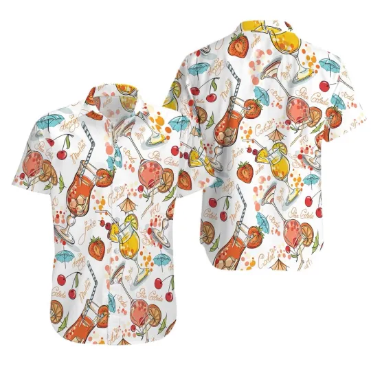 Discover Summer Cocktails Hawaiian Shirt Casual Button Down