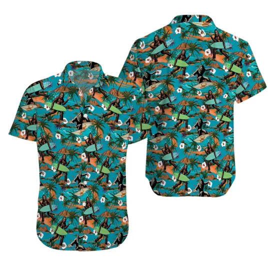 Discover Bigfoot Surfing Tropical Hawaiian Shirt