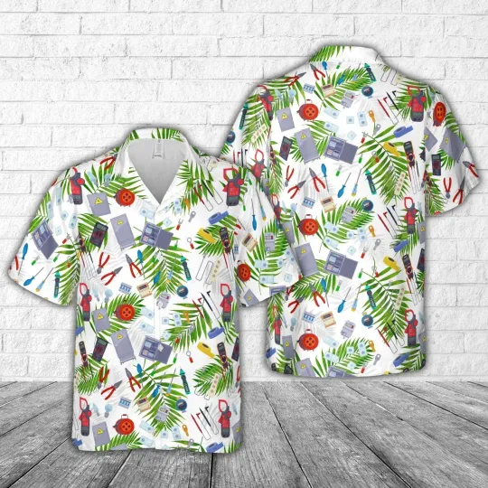 Discover Electrician Tools Tropical Hawaiian Shirt