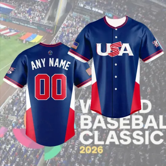 Discover Custom Player USA Team Baseball Champs 2026 AOP Fan Made