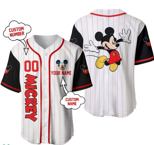 Discover Personalized Mickey Mouse Jersey Shirt, Mickey Mouse Shirt, Mickey Mouse Tshirt, Baseball Fans Shirt Disney Baseball Jersey
