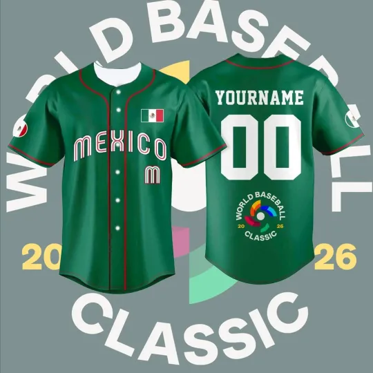 Discover Custom Mexico Team Baseball Champs 2026 White AOP Fan Made