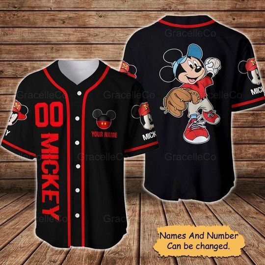 Discover Personalized Mickey Mouse Jersey Shirt, Mickey Mouse Shirt, Mickey Mouse Tshirt, Baseball Fans Shirt Disney Baseball Jersey