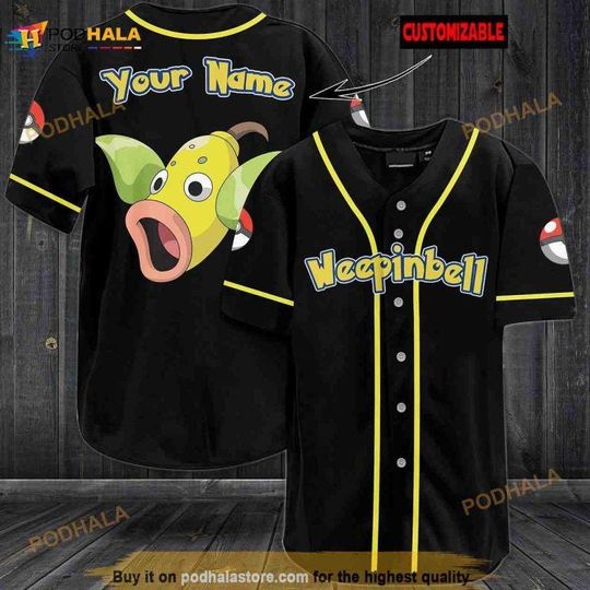 Discover Custom Weepinbell PKM Baseball Jersey, Weepinbell anime Baseball Jersey, PKM Jersey Shirt, Baseball Fans Shirt