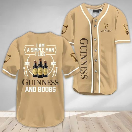 Discover I Am A Simple Man I Like Boobs And Guinness Baseball Jersey, Guinness Jersey Shirt, Baseball Shirt, Jersey Shirt, Baseball Fans Shirt