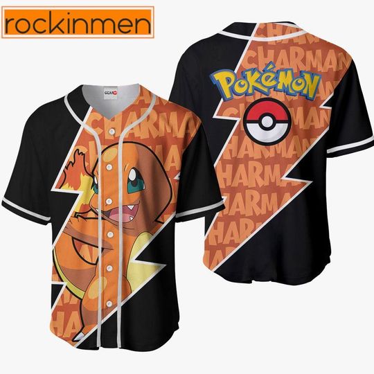 Discover Charmander PKM Baseball Jersey, Charmander anime Baseball Jersey, Gift For Her, PKM Jersey Shirt, Baseball Fans Shirt