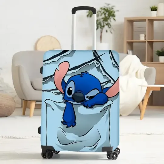 Discover Sad Stitch Blue Alien Luggage Cover, Gift For Cartoon Lovers, Gift For Her