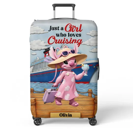 Discover Personalized Angel Lilo & Stitch Luggage Cover, Gift For Cartoon Lovers