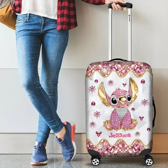 Discover Personalized Angel Lilo & Stitch  Luggage Cover, Gift For Cartoon Lovers