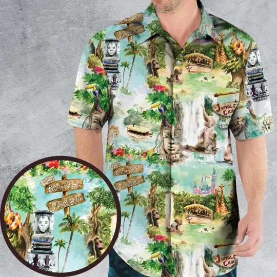 Water Color Jungle Cruise Map Hawaiian Shirt