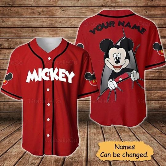 Discover Personalized Mickey Mouse Jersey Shirt, Mickey Mouse Shirt, Mickey Mouse Tshirt, Baseball Fans Shirt Disney Baseball Jersey