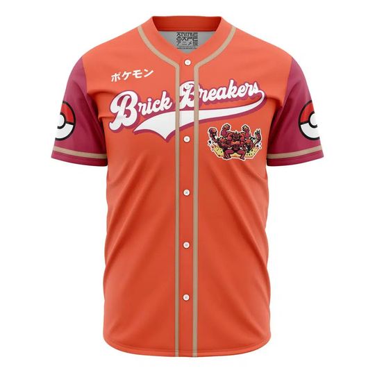 Discover Brick Breakers Fighting Type PKM Baseball Jersey, anime Baseball Jersey, Gift For Her, Mew PKM Jersey Shirt, Baseball Fans Shirt
