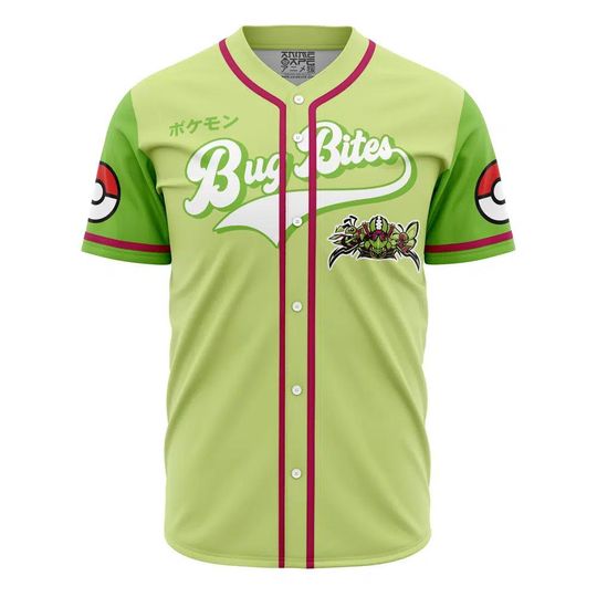 Discover Bug Bites Bug Type PKM Baseball Jersey, anime Baseball Jersey, Gift For Her, Mew PKM Jersey Shirt, Baseball Fans Shirt
