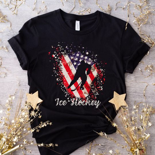 Discover USA Ice Hockey Shirt, American Flag Ice Hockey Shirt, Winter Sports Tshirt, Patriotic Hockey Gift, Ice Hockey Lover Shirt, Hockey Player Tee