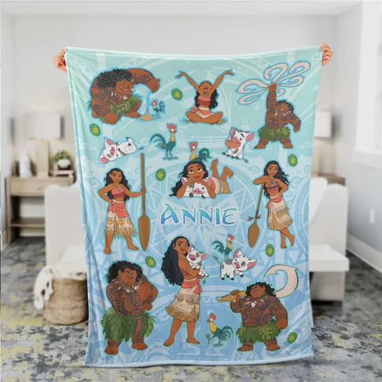Discover Personalized Disney Princess Moana Fleece Blanket