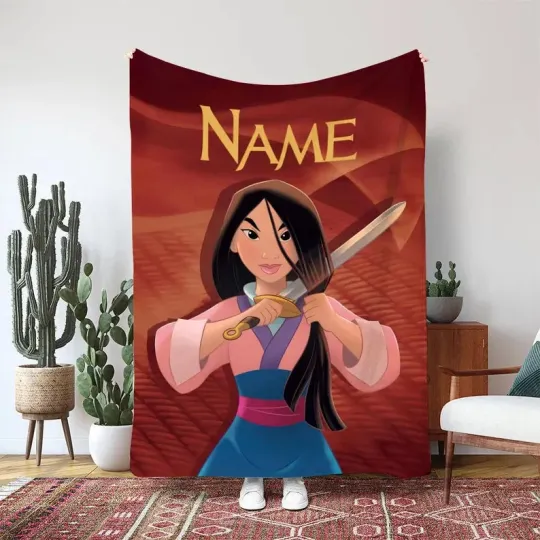 Personalized Disney Princess Mulan Blanket, Gift For Friends, Kids