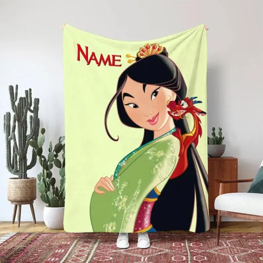 Personalized Disney Princess Mulan Blanket, Gift For Friends, Kids