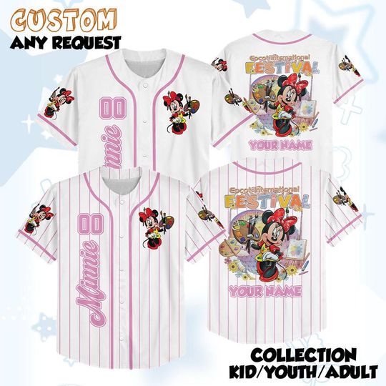 Discover Custom Minnie Epcot International Festival of the Arts 2026 Baseball Jersey, Disney Mickey and Friends Shirt, Baseball Team Outfit