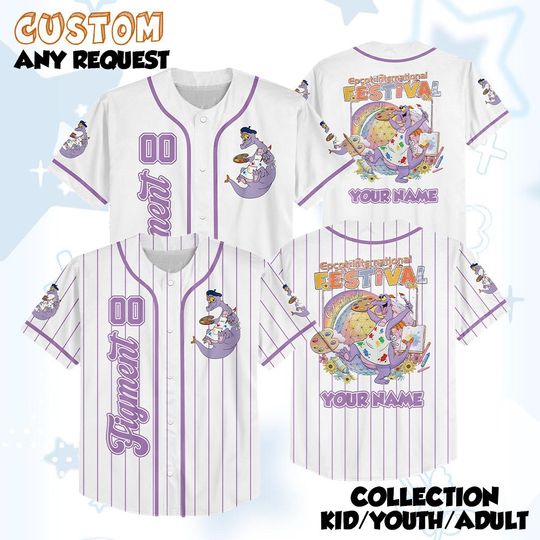 Discover Custom Figment Epcot International Festival of the Arts 2026 Baseball Jersey, Disneyland Baseball Team, Magic Kingdom Shirt, Gift For Her