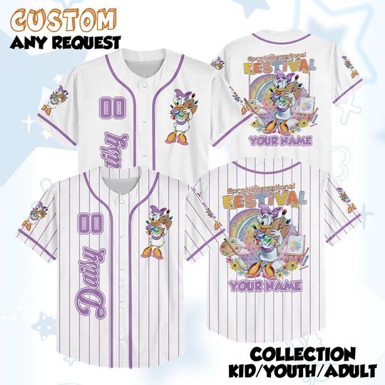 Discover Custom Daisy Duck Epcot International Festival of the Arts 2026 Baseball Jersey, Personalize Disney Mickey and Friends Shirt